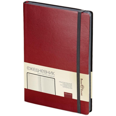 Ежедневник недатированный А5 искусственная кожа 136 л Bruno Visconti Megapolis Soft бордовый - фото 1