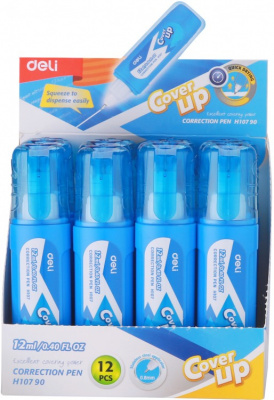 Корректирующая ручка 12 мл Deli EH10790 на быстросохнущей основе цвет корпуса синий - фото 4