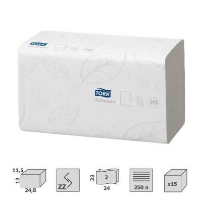 Полотенца бумажные листовые Tork Advanced Н3 двухслойные (уп. 250 листов) - фото 2