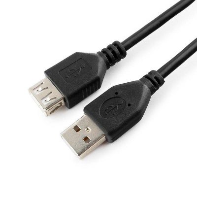 Кабель USB 2.0 AM/AF 1.8 м черный Cablexpert CCP-USB2-AMAF-6 - фото 1