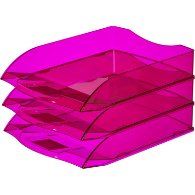 Лоток для бумаг горизонтальный тонированный розовый Attache Яркий офис размер 340х250х60 мм - фото 6