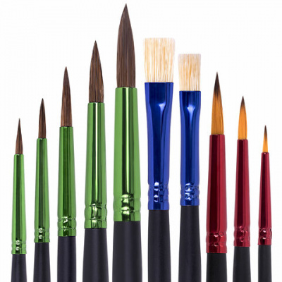 Набор кистей (круглые пони - 5 шт., синтетика - 3 шт., плоские щетина - 2 шт.)  BRAUBERG PREMIUM - фото 7