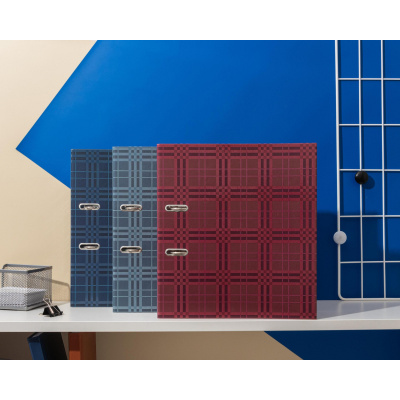 Папка-регистратор А4 75 мм синяя, Attache Scottish clas, ламинир. картон, без металлич. уголка - фото 2