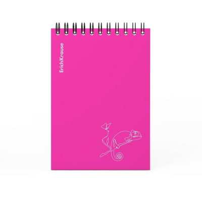 Блокнот А6 с пластиковой обложкой в клетку 80 л на спирали Erich Krause Silhouette, розовый - фото 1