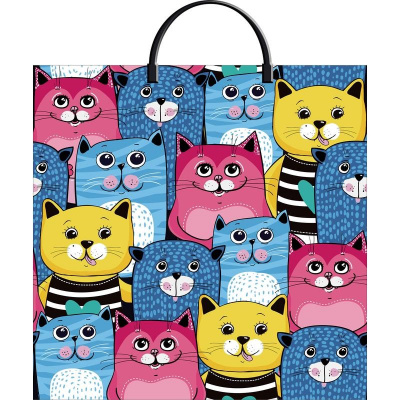 Пакет подарочный пластиковый Кошачья компания 36х37см - фото 1