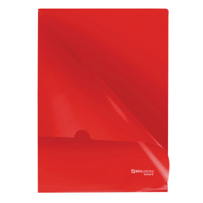 Папка уголок А4 150 мкм Brauberg красная - фото 1