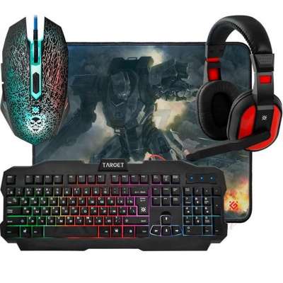 Игровой комплект Defender Target MKP-350 (клавиатура, мышь, гарнитура, коврик) - фото 1