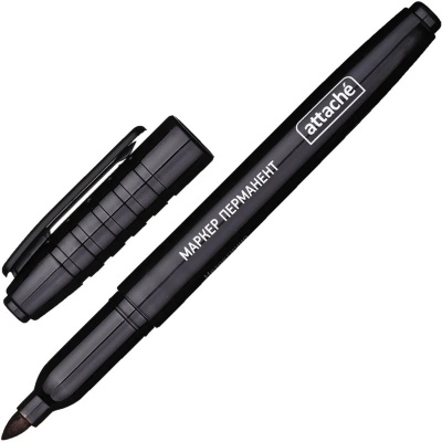 Маркер перманентный черный Attache (толщина линии 1.5-3 мм) - фото 1