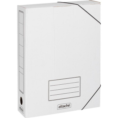 Короб архивный на резинках 252х75х322 мм гофрокортон белый Attache - фото 1