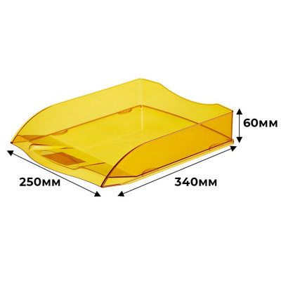 Лоток для бумаг горизонтальный тонированный оранжевый Attache Яркий офис, размер 340х250х60 мм - фото 2