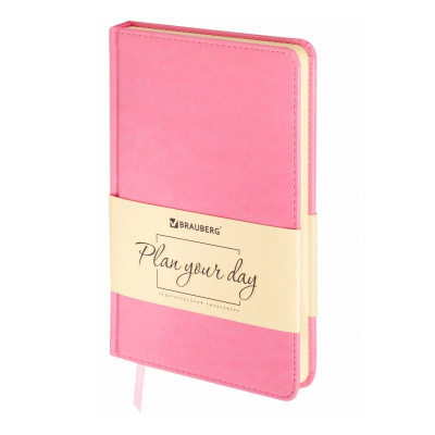 Ежедневник недатированный А5 искусственная кожа 160 л Brauberg Imperial розовый - фото 1