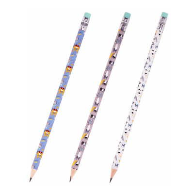 Карандаш чернографитный HB заточенный с ластиком Юнландия Щенок цвет корпуса в ассортименте - фото 1