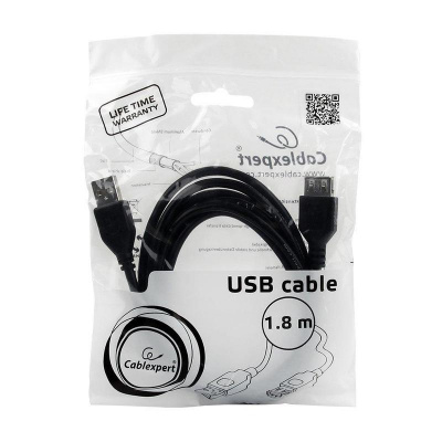 Кабель USB 2.0 AM/AF 1.8 м черный Cablexpert CCP-USB2-AMAF-6 - фото 2