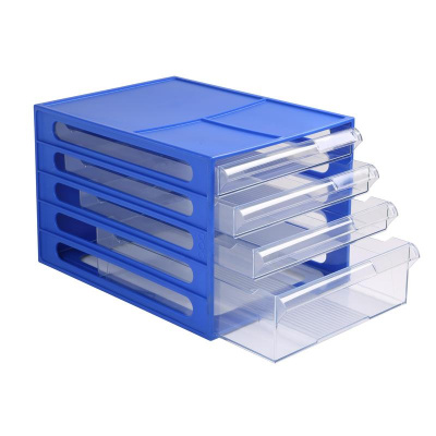 Бокс с выдвижными лотками закрытый синий/прозрачный Стамм 4 лотка - фото 2