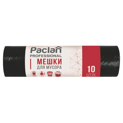 Мешки для мусора ПВД 240л 30мкм 10шт/рул черные 112x140см Paclan Professional - фото 1