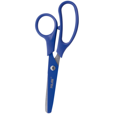 Ножницы детские 133 мм тупоконечные с анатомическими ручками синего цвета Milan Basic Colours - фото 1