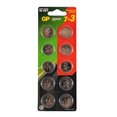 Батарейка GP CR2032-7/3-2CR10 литиевая GP CR2032/7шт/уп 2CR10/3шт/уп - фото 1