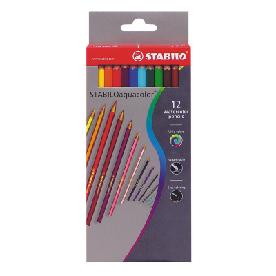 Карандаши акварельные 12 цветов шестигранные Stabilo Aquacolor - фото 1