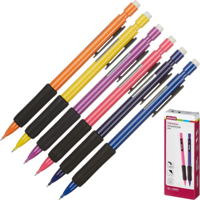 Карандаш механический 0.7 мм НВ с ластиком Attache Grip цвет корпуса в ассортименте - фото 1