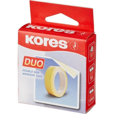 Клейкая лента канцелярская 15 мм х 5 м прозрачная двухсторонняя Kores - фото 2