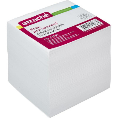 Блок-кубик для записей на склейке 90х90х90 мм Attache белый - фото 1