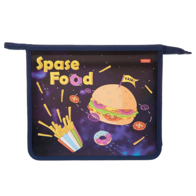 Папка для тетрадей А5 на молнии пластиковая 2 отделения Hatber Space food - фото 1
