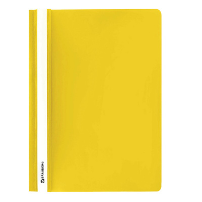 Скоросшиватель пластиковый A4 до 100 листов Brauberg желтый - фото 1