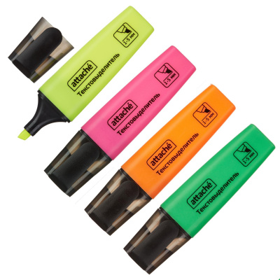 Набор текстовыделителей 4 цвета Attache Colored (толщина линии 1-5 мм) - фото 1