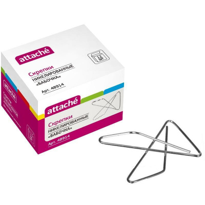 Скрепки канцелярские 50 мм металлические никелированные Attache (уп. 12 шт) - фото 1