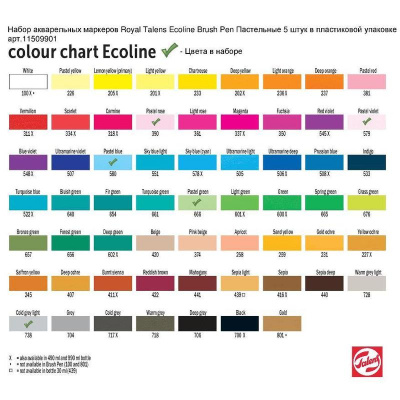 Маркеры для скетчинга 5 цветов пастельные тона Royal Talens Ecoline Brush - фото 4