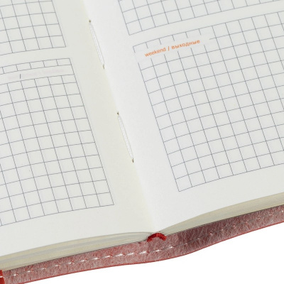 Еженедельник недатированный А6 искусственная кожа 80 л Bruno Visconti Metropol красный - фото 3