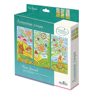 Алмазная мозаика Кот ученый 3шт/уп 10х20см ORIGAMI - фото 1