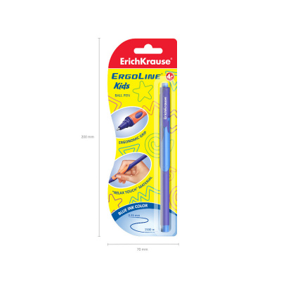 Ручка шариковая автоматическая Erich Krause ErgoLine Kids Neon 0.35 мм синяя (в блистере по 1 шт) - фото 2