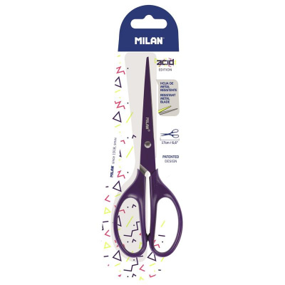 Ножницы 170 мм остроконечные с пластиковыми симметричными ручками синего цвета Milan Acid Edition - фото 2