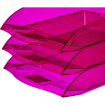 Лоток для бумаг горизонтальный тонированный розовый Attache Яркий офис, размер 340х250х60 мм - фото 5