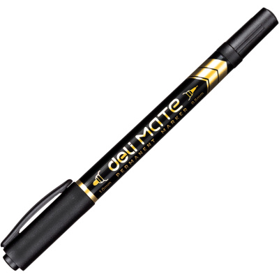 Маркер перманентный двухсторонний черный Deli Mate (толщина линии 0.5/1 мм) - фото 8