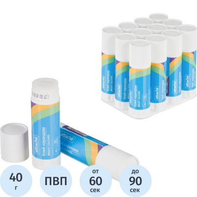 Клей-карандаш 40 г Attache Bright colours - фото 1