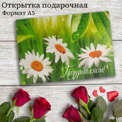 Открытка А5 подарочная Поздравляем! без текста - фото 1