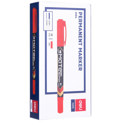 Маркер перманентный двухсторонний красный Deli Mate (толщина линии 0.5/1 мм) - фото 5