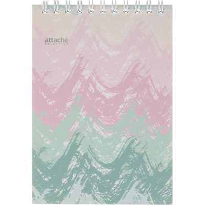 Блокнот А6 в клетку 60 л на спирали Attache Selection Pastel Волны - фото 1