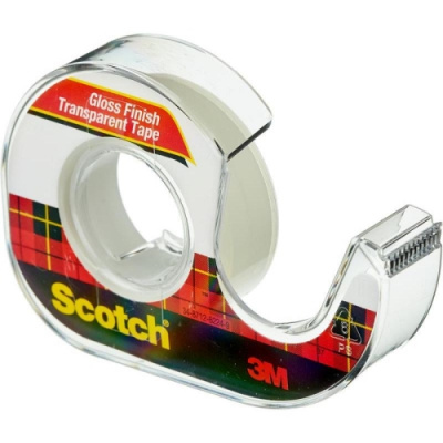 Клейкая лента канцелярская 12.7 мм х 7.62 м прозрачная с диспенсером Scotch - фото 2