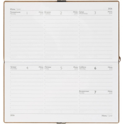 Еженедельник датированный нестандарт (175х95) искусственная кожа 64 л Escalada бежевый с фикс.рез. - фото 6