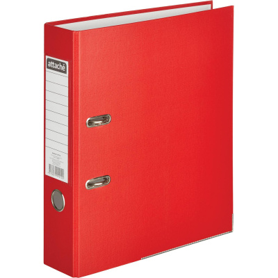Папка-регистратор А4 75 мм Attache красная ПВХ и бумвинил с металлическим уголком - фото 3