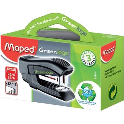 Степлер канцелярский до 15 листов Maped Greenlogic ЭКО черный - фото 8